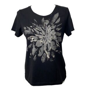 CARROLL REED Black T-shirt With Large Floral Design